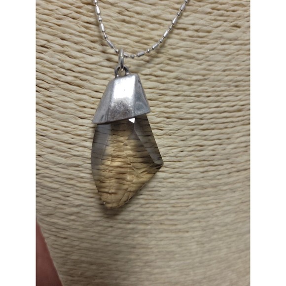 Chico's Long Translucent Pendant Necklace New with Tags Silver Tone 32" Stunning - Picture 7 of 7